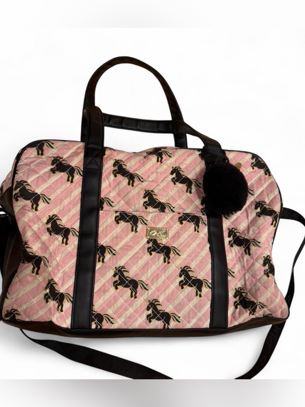 Quilted Pink Horse Print Tote bag by Betsey Johnson